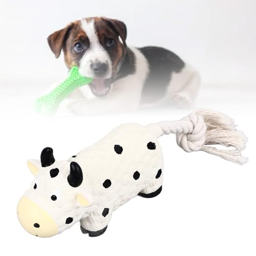 LIZEALUCKY Quietschendes Latex-Hundespielzeug für kleine Hunde, interaktives Hüpf-Apportierspiel, weiche, einzigartige Form, hält sie beschäftigt, reduziert Langeweile, Zahnreinigung, (Cow) von LIZEALUCKY