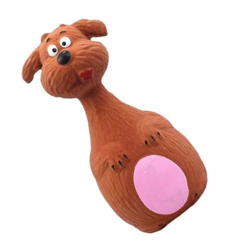 Quietschendes Hundespielzeug für kleine Hunde, Hunde-Latex-Quietschspielzeug, Cartoon-Design, bissfest, interaktives weiches Kauen für Hunde, um Langeweile bei der Zahnreinigung (Brauner Hund) von LIZEALUCKY