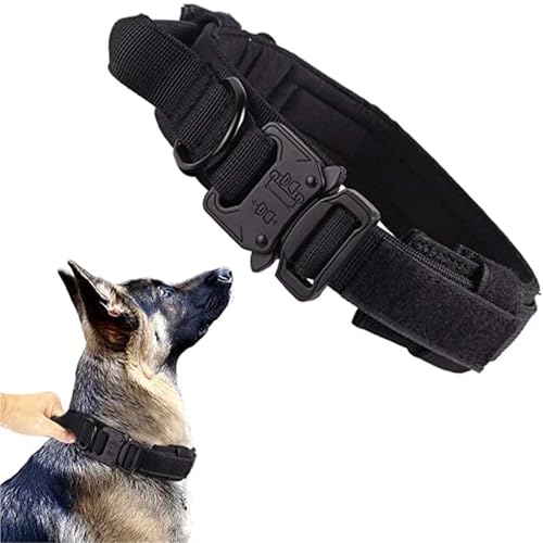 Leine Hund Hundehalsband, langlebiges Leinen-Set, verstellbare Haustierhalsband-Leine, mittelgroßer großer Hund, Deutscher Schäferhund, Trainingszubehör(Black Collar,L Neck 45-55CM) von LIZHAYG