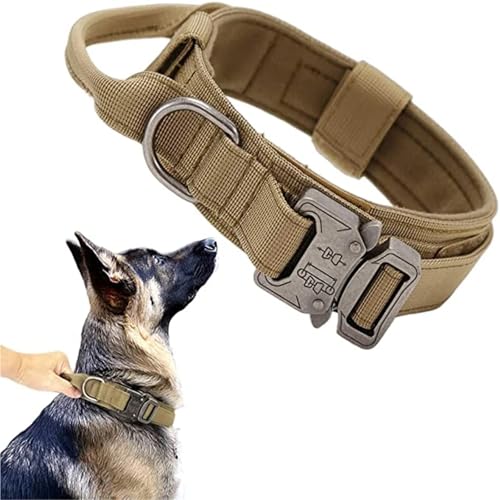 Leine Hund Hundehalsband, langlebiges Leinen-Set, verstellbare Haustierhalsband-Leine, mittelgroßer großer Hund, Deutscher Schäferhund, Trainingszubehör(Khaki Collar,L Neck 45-55CM) von LIZHAYG