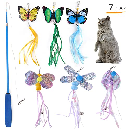 LIZHOUMIL 7 Stück Wurfspielzeug Tease Stick Teleskop Angelrute Mehrere Katzenspielzeug-Sets Zufällige Farben 7pcs/Set von LIZHOUMIL