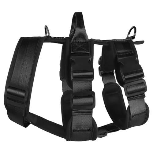 LIZZOT Explosionssicheres Hundegeschirr mit, Einfach zu Benutzen, Robust, Verstellbare Brustgurte für Große Hunde, Schwarz, M von LIZZOT