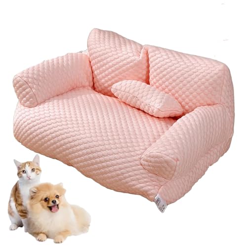 LInZong Ice Silk Cooling Pet Bed, Funny Fuzzy Ice Silk Cooling Pet Bed Breathable Washable Cat Dog Sofa Bed, Summer Anti-Slip Cooling Pad for Cats and Dogs (Pink,L) von LInZong