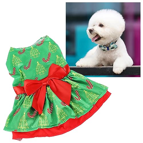 LJCM Hundekleid, Modisch, Niedlich, Weihnachts-Hundekostüm, Weihnachtskleid, Hunde-Weihnachtsbaum-Muster, Welpen-Sommerkleid für die Tägliche Weihnachtsfeier (M) von LJCM