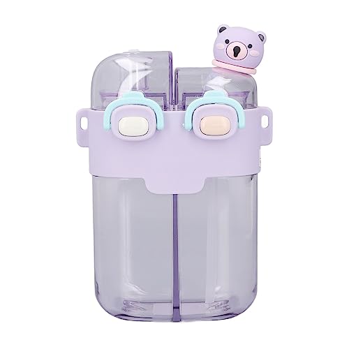 LJCM Niedliche Wasserflasche, Geteilter Becher, 780 Ml, Trinkflasche mit Doppeltem Verwendungszweck, Auslaufsicher, mit Verstellbarem Riemen (PURPLE) von LJCM