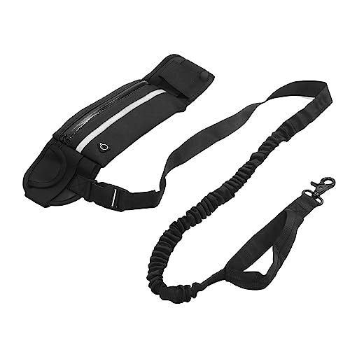 Taillen-Haustier-Laufleine, Reflektierende Mehrzweck-Flexible Hunde-Laufleine-Gürteltasche für den Außenbereich für Heimtierbedarf (Black) von LJCM