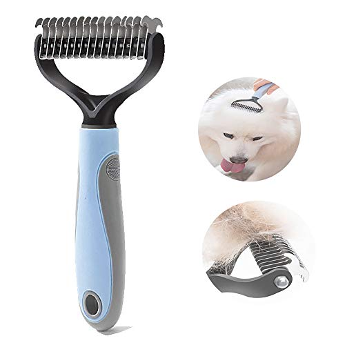 LJJ Hundebürste & Katzenbürste, Tierhaarbürste Gegen Verknotungen Perfekte Fellpflege, Entfernt Sanft Abgestorbenes Unterfell, Verfilzungen Fellwechsel, Grooming,Blue-7cm von LJJ