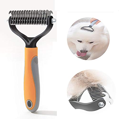 LJJ Hundebürste & Katzenbürste, Tierhaarbürste Gegen Verknotungen Perfekte Fellpflege, Entfernt Sanft Abgestorbenes Unterfell, Verfilzungen Fellwechsel, Grooming,Orange-7cm von LJJ