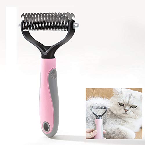 LJJ Hundebürste & Katzenbürste, Tierhaarbürste Gegen Verknotungen Perfekte Fellpflege, Entfernt Sanft Abgestorbenes Unterfell, Verfilzungen Fellwechsel, Grooming,Pink-7cm von LJJ