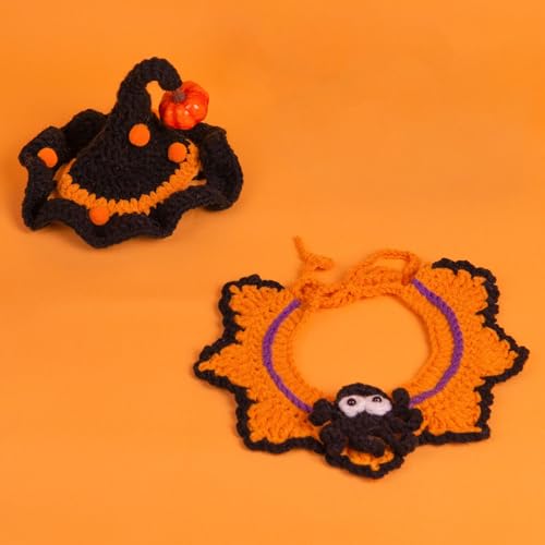 Halloween-Kostüm für Haustiere, Katze, Kürbis, lustiges Hundekostüm, Spinne, Fledermäuse, Hut, niedliche Welpenbekleidung für Halloween-Party von LJJDMI