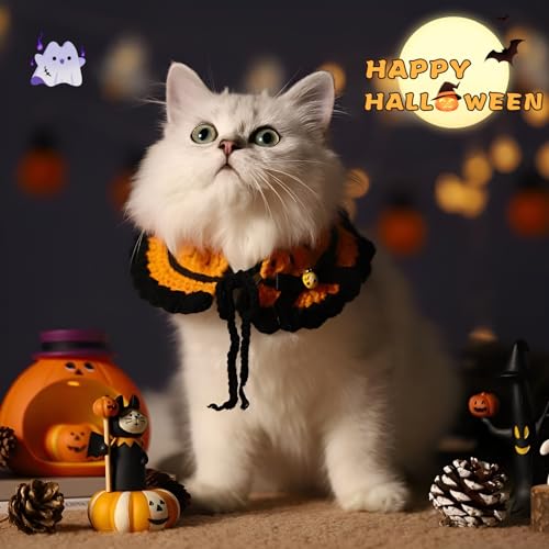 Halloween-Kostüm für Haustiere, Katze, Kürbis, lustiges Hundekostüm, Spinne, Fledermäuse, Hut, niedliche Welpenbekleidung für Halloween-Party von LJJDMI