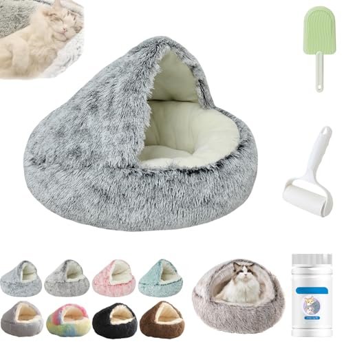 Lapcatz-Katzennestbett, Lapcatz-Nestbett, Pursnug-Katzenbett, Katzen-Winterschlafsack, Haustierschlafsack, Cozy Nook-Hundebett, überdachtes Katzenbett, kleines Hundebett, maschinenwaschbar(Long Hair G von LJLDBM