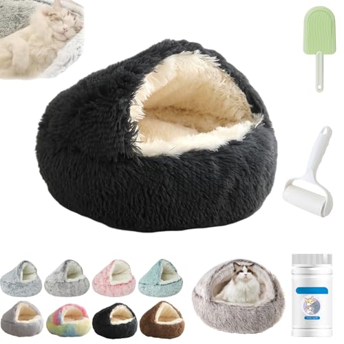 Lapcatz-Katzennestbett, Lapcatz-Nestbett, Pursnug-Katzenbett, Katzen-Winterschlafsack, Haustierschlafsack, Cozy Nook-Hundebett, überdachtes Katzenbett, kleines Hundebett, maschinenwaschbar(Short Hair von LJLDBM