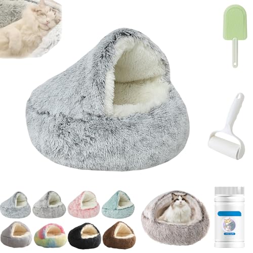 Lapcatz-Katzennestbett, Lapcatz-Nestbett, Pursnug-Katzenbett, Katzen-Winterschlafsack, Haustierschlafsack, Cozy Nook-Hundebett, überdachtes Katzenbett, kleines Hundebett, maschinenwaschbar(Short Hair von LJLDBM