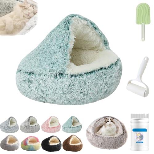 Lapcatz-Katzennestbett, Lapcatz-Nestbett, Pursnug-Katzenbett, Katzen-Winterschlafsack, Haustierschlafsack, Cozy Nook-Hundebett, überdachtes Katzenbett, kleines Hundebett, maschinenwaschbar(Short Hair von LJLDBM