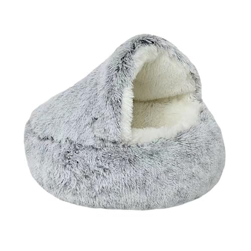 LJWDYS Katzenbett Halbgeschlossenes, Anti Angst Warmer Katzenschlafsack Hundebett für Katzen und Kleine Hunde (Color : Gray-1, Size : M(50cm)) von LJWDYS