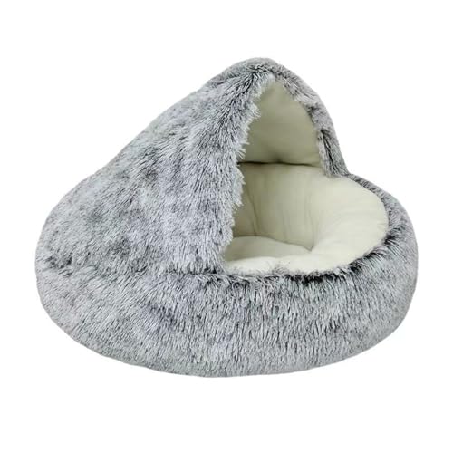 LJWDYS Katzenbett Halbgeschlossenes, Anti Angst Warmer Katzenschlafsack Hundebett für Katzen und Kleine Hunde (Color : Gray-2, Size : M(50cm)) von LJWDYS