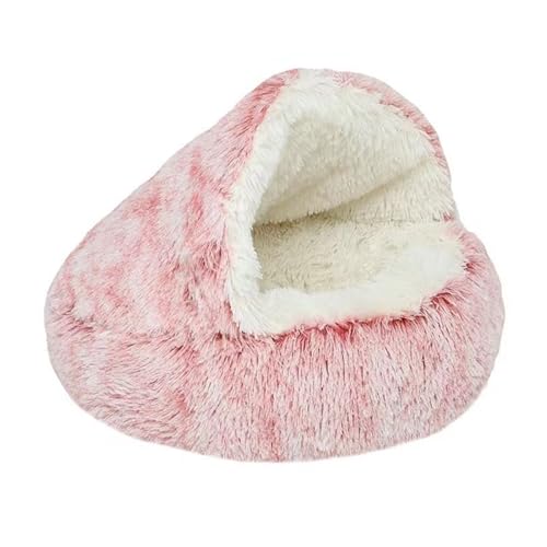 LJWDYS Katzenbett Halbgeschlossenes, Anti Angst Warmer Katzenschlafsack Hundebett für Katzen und Kleine Hunde (Color : Pink-1, Size : M(50cm)) von LJWDYS