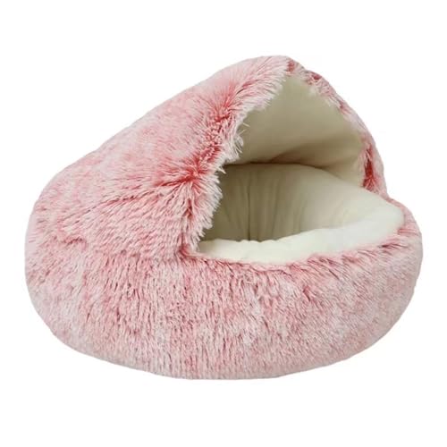 LJWDYS Katzenbett Halbgeschlossenes, Anti Angst Warmer Katzenschlafsack Hundebett für Katzen und Kleine Hunde (Color : Pink-2, Size : M(50cm)) von LJWDYS