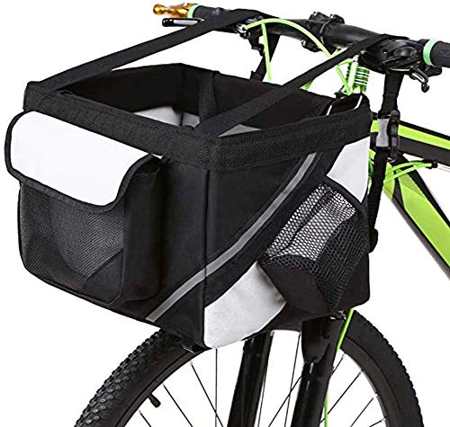 LJXiioo Zusammenklappbarer Abnehmbarer Fahrradkorb, Haustierkorb Hundeträger Fahrradlenker Vorderkorb, einfach zu installierende, schnell freigegebene Picknick-Einkaufstasche,Weiß von LJXiioo