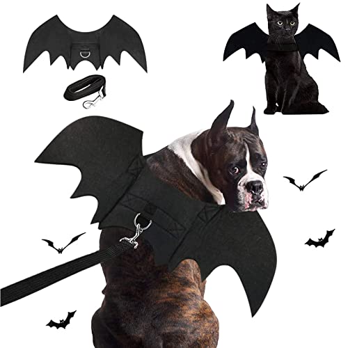 Haustier Hund Fledermaus Flügel für Halloween Party Dekoration, Welpenhalsband Leinen Cosplay Fledermaus Kostüm L von LKEX