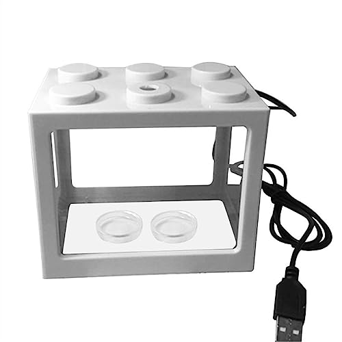 Kleines Aquarium, Aquarium Acryl USB Mini Aquarium Tank Propagator Aquarium mit LED-Licht Home Office Desktop dekorative Tank, Aquarium(Color:White) von LKJIUDVY