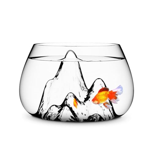 Kleines Aquarium, Creative Desktop Glass Aquarium Tank with Raised Mountain Peak Modeling Decorative Living Room Transparent Glass Aquarium Aquarium Decorative Ornaments for Home Use, Aquarium(19x25x von LKJIUDVY