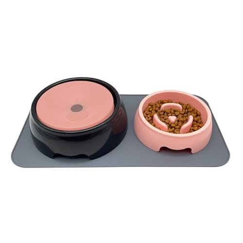 Pet Slow Food Bowl Hundefutter Utensilien Katzenfutter Utensilien Slow Food Bowl Wassernapf Wassernapf Futternapf Doppelnapf Trinkwasser Wasser gegen Kippen geeignet für Welpen Klein und Medi von LKMM