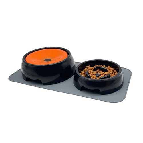 Pet Slow Food Bowl Hundefutter Utensilien Katzenfutter Utensilien Slow Food Bowl Wassernapf Wassernapf Futternapf Doppelnapf Trinkwasser Wasser gegen Kippen geeignet für Welpen Klein und Medi von LKMM