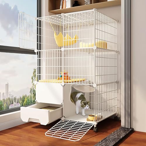 LKPMGOA DIY-Katzenkäfigbalkon mit Rädern, Katzengehege mit Katzentoilette, Leicht zu Bewegen, Ausgestattet mit Kabelbindern für Zusätzliche Stabilität (Size : 75x39x112cm) von LKPMGOA