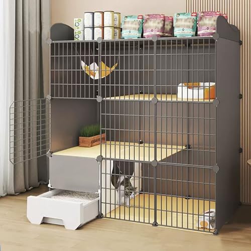 LKPMGOA Katzengehege Indoor-Katzenkäfig mit Katzentoilette, Haustierkäfige für Katzen, Aufbewahrung von Gegenständen Oben, Erweiterungsraum (Size : 109x39x119 cm) von LKPMGOA