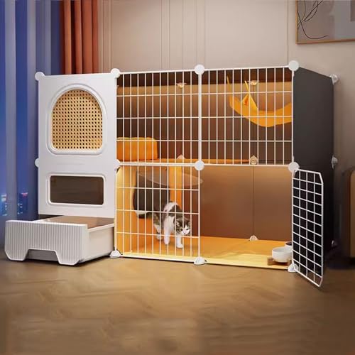 LKPMGOA Katzengehege für Hauskatzen, Katzenkäfigträger mit Katzentoilette, Katzenkfig Großer, Idealer Übungsbereich, für 1-3 Katzen(107x37x71cm) von LKPMGOA