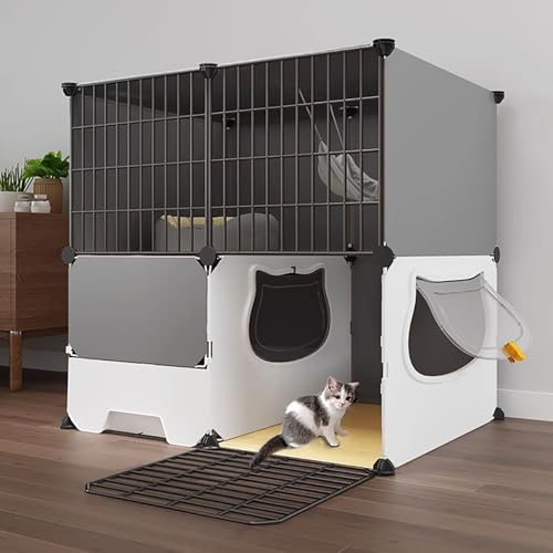 LKPMGOA Katzenkäfig, Katzenkäfige für Hauskatzen, Katzengehege mit Katzentoilette, Seitentür mit Schloss für Einfachen Zugang, Erweiterter Platz, Leicht zu Reinigen (Size : B-75x39x73cm) von LKPMGOA