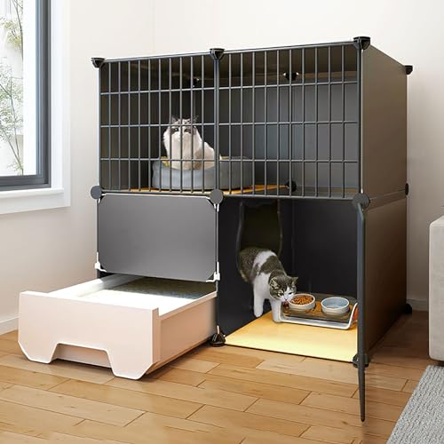 LKPMGOA Katzenkäfig für Katzen im Innenbereich, DIY-katzengehege mit Katzentoilette, PP-Platte + Metallgeflecht, Einfache Spülreinigung (Size : 75x49x73cm) von LKPMGOA