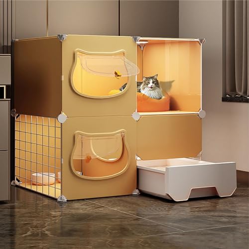 LKPMGOA Katzenkäfige für Den Innenbereich mit Katzentoilette, DIY-Katzengehege mit Türen, PVC-Platte, Leicht zu Waschen, Idealer Übungsort für Katzen (Size : C-75x39x73cm) von LKPMGOA