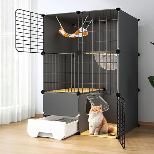 LKPMGOA Katzenkäfige für Den Innenbereich mit Katzentoilette, Katzengehege mit Türen, DIY-Installation, Einfache Spülreinigung, Verfeinerungsgitter (Size : 70x45x105cm) von LKPMGOA