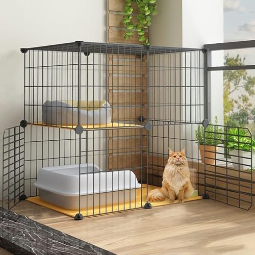 LKPMGOA Katzenkäfige für Katzen im Innenbereich, DIY-Katzengehege, Laufstall aus Metall, Harzplatte + Metallrahmen, Robust und Langlebig (Size : 75x39x73cm) von LKPMGOA