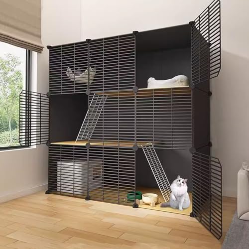 Katzenkafig Indoor Katzenkäfige für den Innenbereich, Haustierkäfige für Katzen, Katzengehege, Verschlüsseltes Gitter, Geeignet für Kätzchen(111x39x111cm) von LKPMGOA