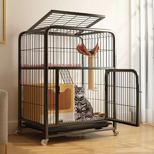 LKPMGOA Katzenkisten für Hauskatzen, Katzenkäfig-Laufstall, Katzengehege, Verschlüsselte Fußpolster zur Vermeidung von Fußklemmen, Mehrtür-Design(78x54x100cm) von LKPMGOA