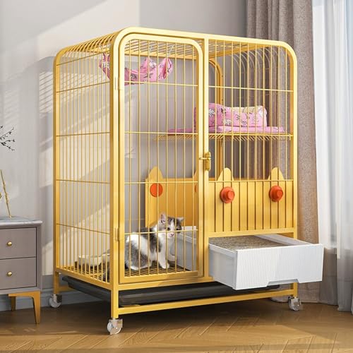 LKPMGOA Metall-Katzenkäfige für den Innenbereich mit Katzentoilette, Großes DIY-Katzengehege, mit Spritzschutz und Fußpolster aus Netzgewebe(White,78x55x85cm) von LKPMGOA