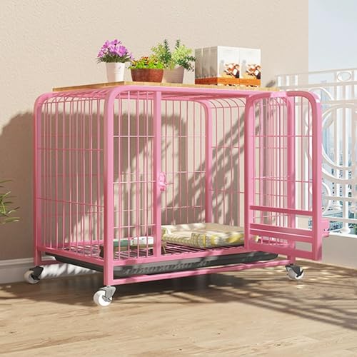 LKPMGOA Robuster Katzenkäfig. Große Katzenkiste aus Metall, Katzengehege für den Innenbereich, Herausnehmbares Tablett, Universalrad zum Einfachen Schieben.(Pink,79x56x71cm) von LKPMGOA