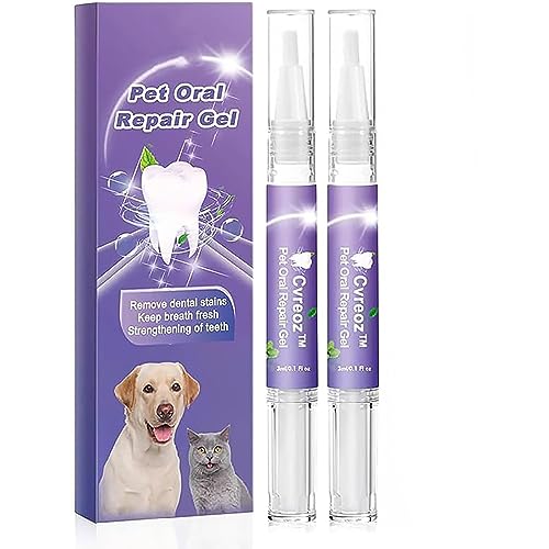 LLDYAN Petdentify Pet Oral Repair Gel, Pet Oral Repair Gel for Dogs, Pet Oral Restoration Whitening Gel, Pet Toothbrush Pen, Pet Breath Freshener Gel Care Cleaner, No Brushing for Stains (2pcs) von LLDYAN