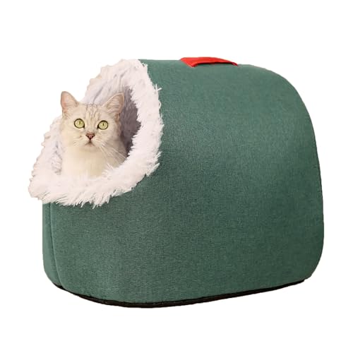 LLDYAN Winter Warm Pet Cave Bed, Cozy Hideaway Pet Bed, Cozy Cave Dog Bed, Cozy Pet Hideaway Bed for Dogs, Pet Bed with Cover Cave (M,Green) von LLDYAN