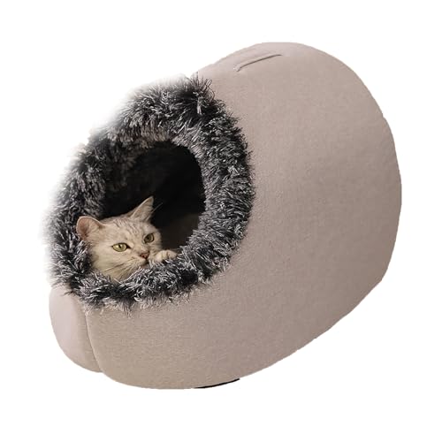 LLDYAN Winter Warm Pet Cave Bed, Cozy Hideaway Pet Bed, Cozy Cave Dog Bed, Cozy Pet Hideaway Bed for Dogs, Pet Bed with Cover Cave (M,Grey) von LLDYAN