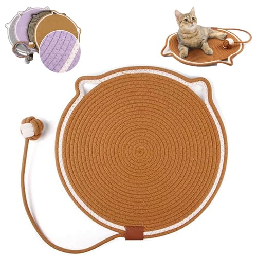 Celery Pets Clawloom Dual Scratching Pad, Dual Scratching Pad for Cats, 17”/20” Dual Scratching Pad, Cat Scratching Mat Natural Cotton Rope Cat Scratching Pad, Furniture Protector (Khaki,14 inch) von LLELEMAMO