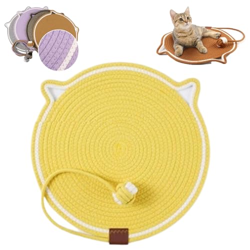 Celery Pets Clawloom Dual Scratching Pad, Dual Scratching Pad for Cats, 17”/20” Dual Scratching Pad, Cat Scratching Mat Natural Cotton Rope Cat Scratching Pad, Furniture Protector (Yellow,14 inch) von LLELEMAMO