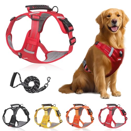 Chewie Cozy Harness, Getchewie Escape-Proof Dog Harness, No Pull Reflective Adjustable Dog Vest for Small Medium Large Pets - Quick Release Buckle, Metal D-Rings, Lasting Comfort (Red,L) von LLELEMAMO