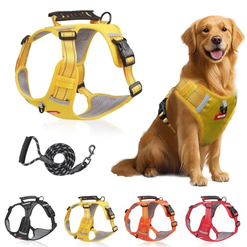 Chewie Cozy Harness, Getchewie Escape-Proof Dog Harness, No Pull Reflective Adjustable Dog Vest for Small Medium Large Pets - Quick Release Buckle, Metal D-Rings, Lasting Comfort (Yellow,L) von LLELEMAMO