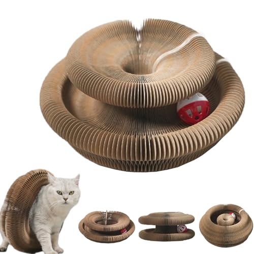 LLELEMAMO Kitty Kurlz, Kitty Kurlz Cats Toy, Foldable Cat Accordion Toy with Bell Balls and Track Adventure, Magic Organ Cat Scratcher Board for Indoor, Interactive Mental Physical Exercise (1pcs) von LLELEMAMO