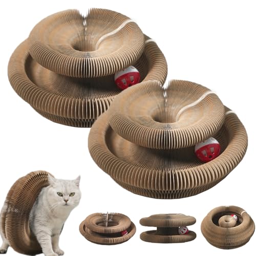 LLELEMAMO Kitty Kurlz, Kitty Kurlz Cats Toy, Foldable Cat Accordion Toy with Bell Balls and Track Adventure, Magic Organ Cat Scratcher Board for Indoor, Interactive Mental Physical Exercise (2pcs) von LLELEMAMO